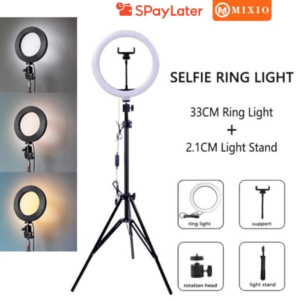 MIXIO Ring Light 33cm + Light Stand Tripod 2M Selfie Livestreamer