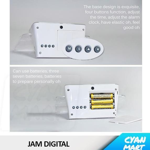 

Jam Meja Unik Kreatif Memo Pad Fluorescent LED Clock Calendar Alarm KS