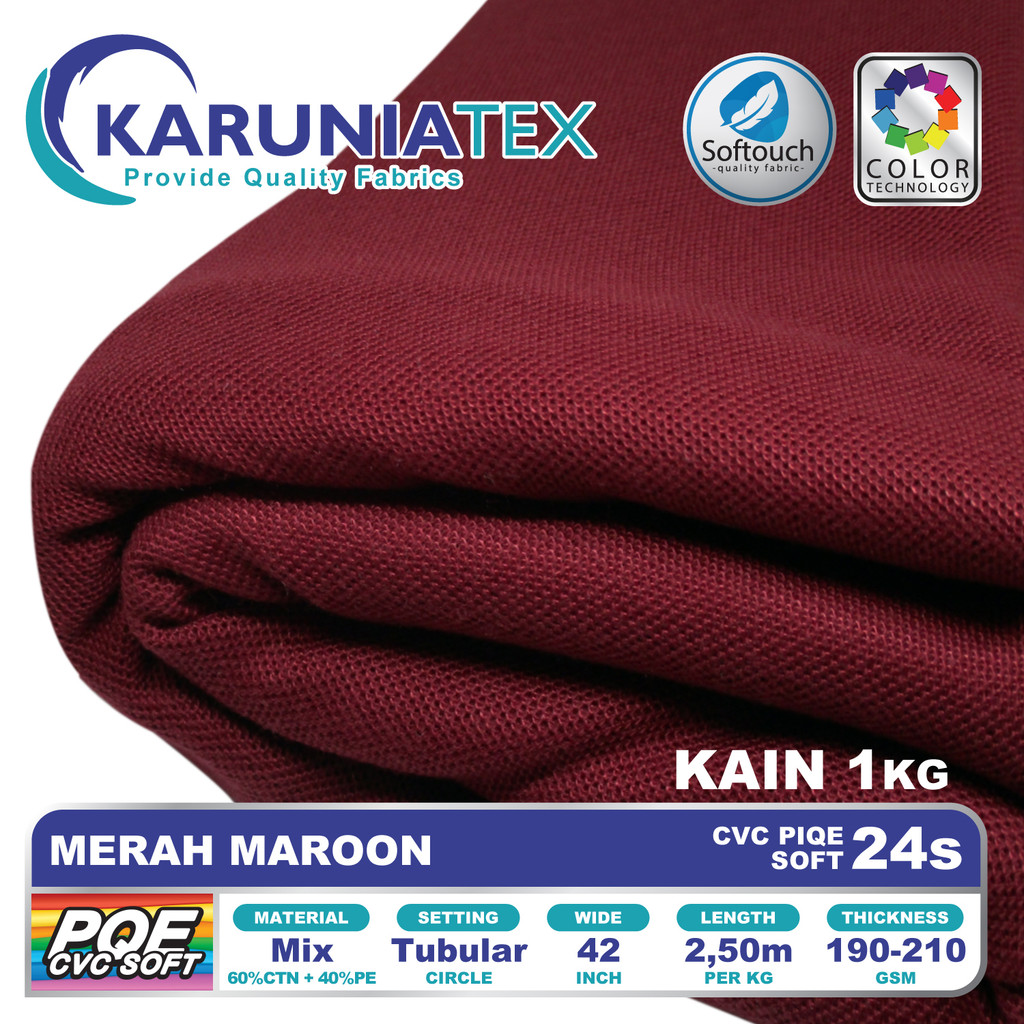 Kain Kaos Poloshirts CVC Soft 24s | Merah Maroon | Karunia Textile