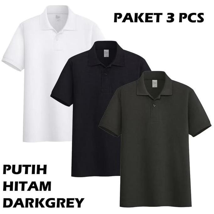 Promo Bundling 3 Pcs Polo Polos Kaos Kerja Kaos Harian Baju Kerah Premium Unisex Atasan Pria Wanita 