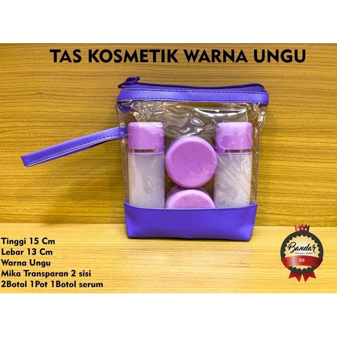 Sale Tas Kosmetik / Pouch Kosmetik Warna Ungu Model Baru (Kemasan 25 Pcs@Rp3500)