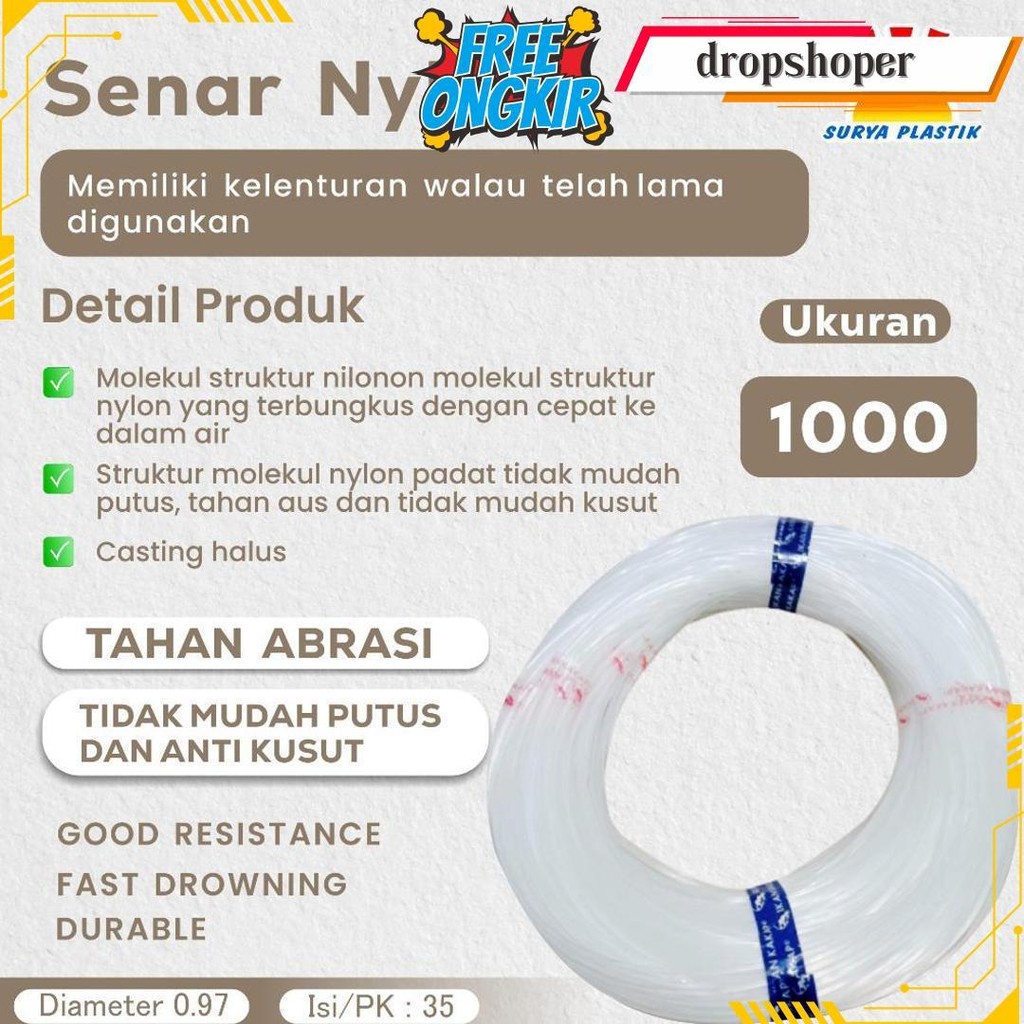Senar Cap Ikan Kakap  Ukuran 1000 (70)  Per Roll /Tali Senar Pancing / Senar Layangan Cod