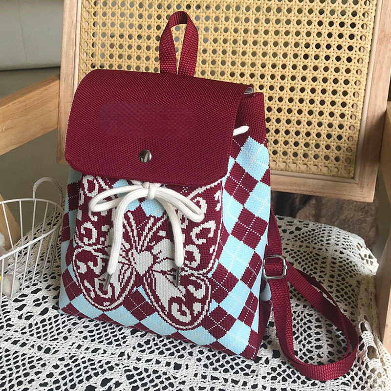 【Tas Bagus】【COD】Ransel Rajut Kartun Untuk Wanita Ransel Kecil Super Populer Untuk Siswi Gaya Korea T