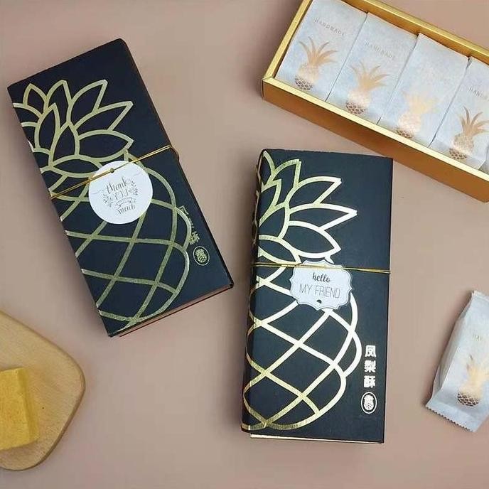 

New Kotak Box Kue Nastar Motif Nanas Hitam 24x11x6cm Packaging