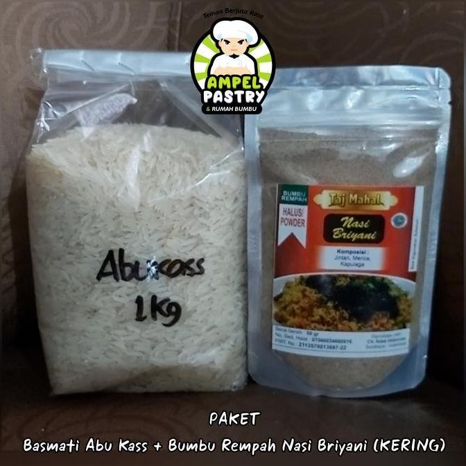 

DISKON! PAKET BASMATI ABU KASS + BUMBU REMPAH NASI BRIYANI KERING