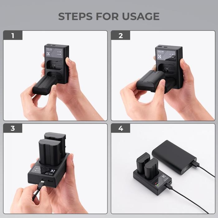 Sv Knf Concept En-El15 Battery For Nikon En-El15A En-El15B Baterai + Charger Kit Z6 Z7 D780 D850 D81