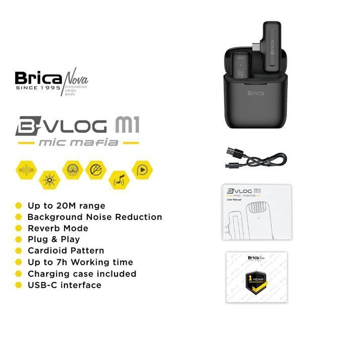 Ls Brica B-Vlog M1S Wireless Microphone Clip On Mic Vlog + Charging Case