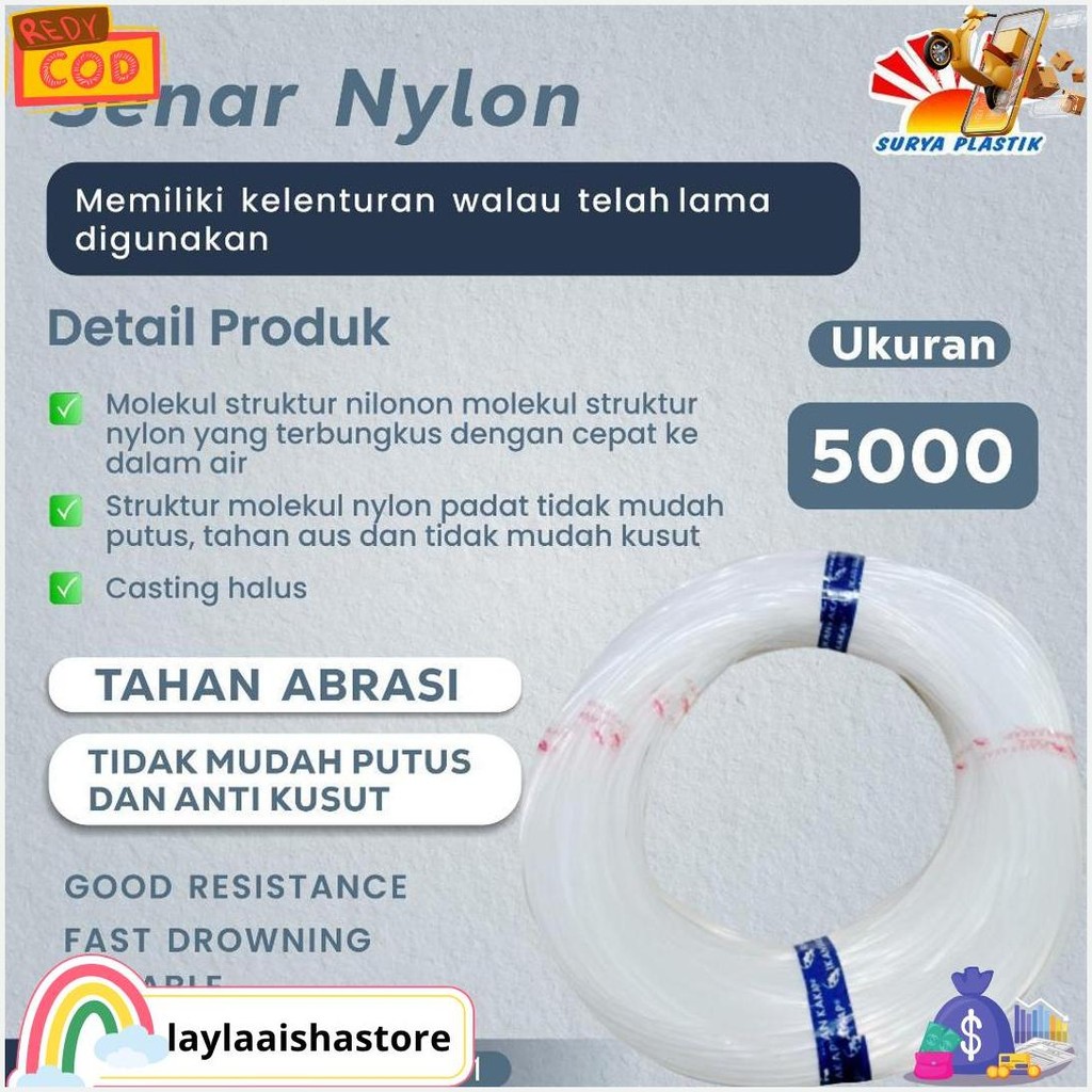 Senar Cap Ikan Kakap  Ukuran 5000 (140)  Per Roll /Tali Senar Pancing / Senar Layangan Cod