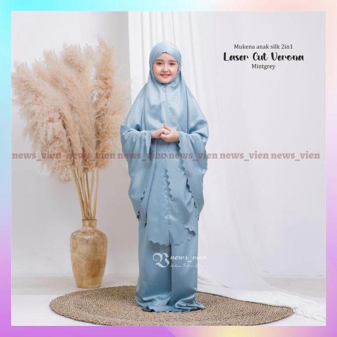 KIF Mukena anak perempuan satin silk premium adem terbaru putih polos