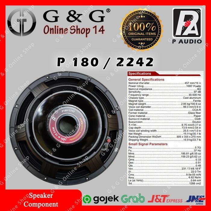 Speaker P Audio ORIGINAL - Speaker P Audio 18 inch 2242 - Subwoofer 18 Berkualitas Terbaru