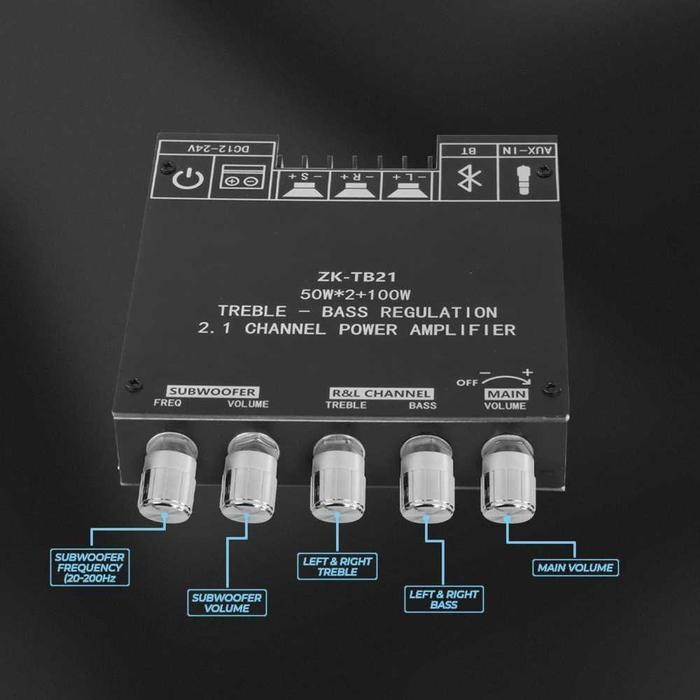 Ampli Bluetooth Receiver Amplifier Subwoofer 50W x2 + 100W 2.1