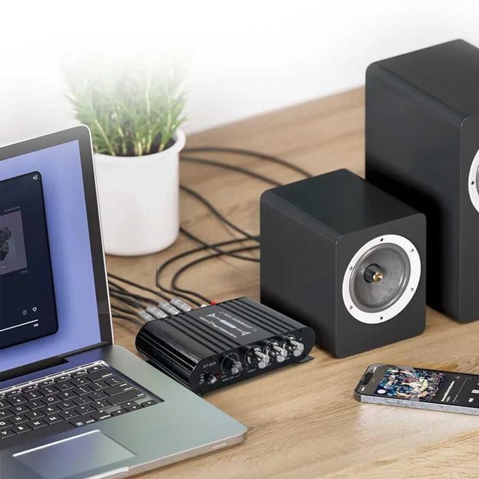 Ampli Mini 12 Volt Stereo Amplifier Mobil Rumah Treble Bass Booster Murah