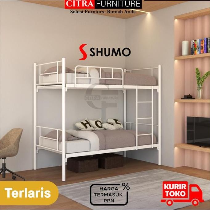 Shumo Ranjang Tingkat Besi Kasur 100 / 100 | Bunk Bed Minimalis Susun