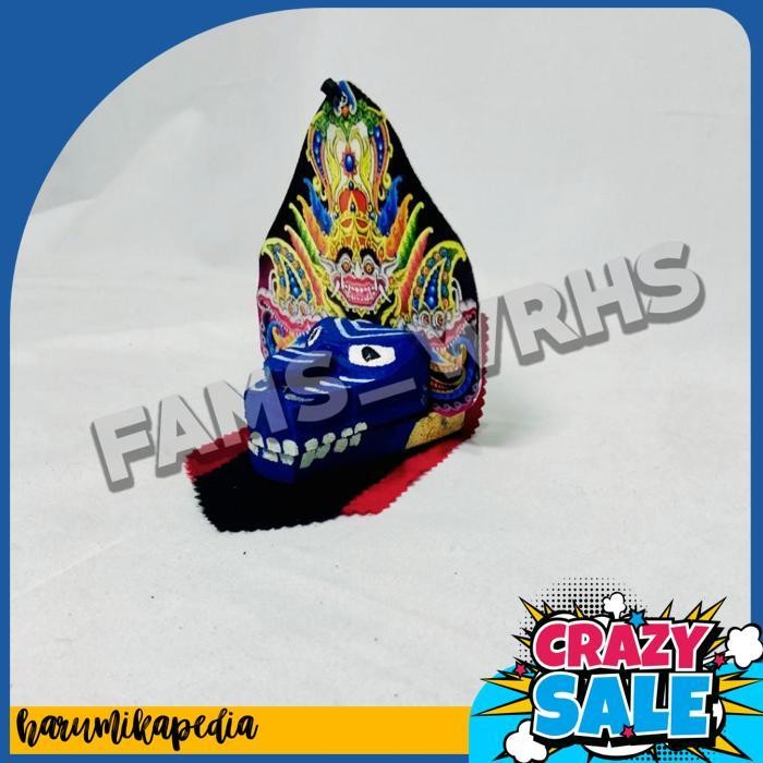 Gantungan Kunci Barongan Bahan Kayu Miniatur Barongan Biru Jawa Timur