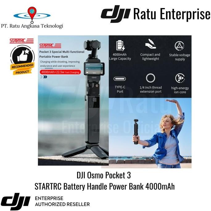 Battery Handle Power Bank DJI Osmo Pocket 3 Charger Baterai Kamera Battery Camera Gimbal Powerbank F