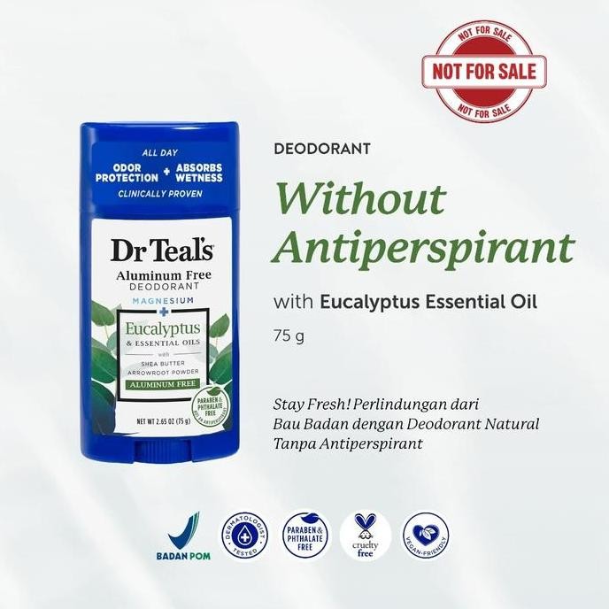 NEW NOT FOR SALE - Dr Teal's Deodorant Magnesium/Deodoran Tanpa Antiperspirant - Rose / Eucalyptus &