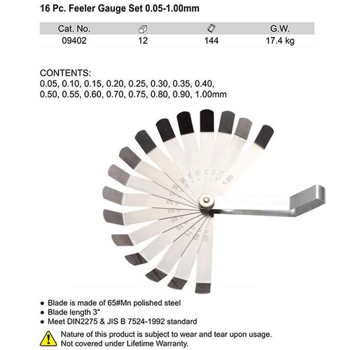 

Feller Gauges Set 16 Pcs 09402 Sata Tools