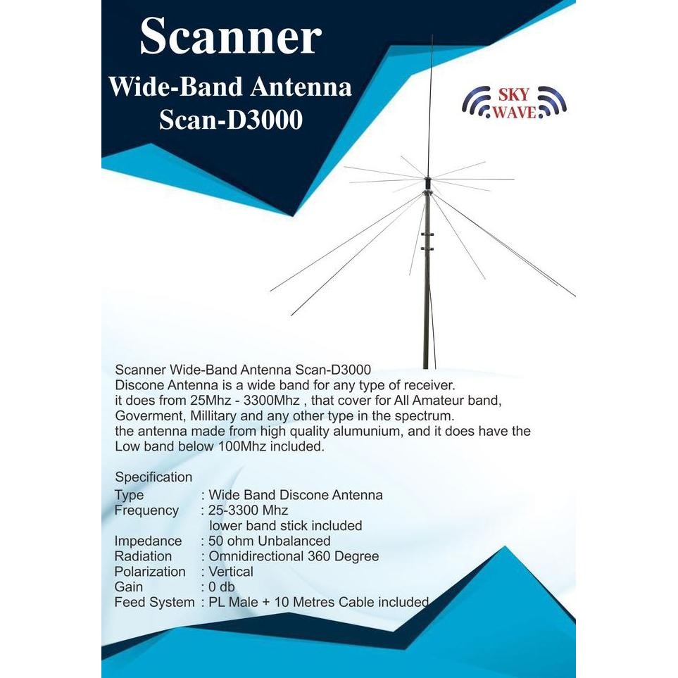 TERMURAH - Scanner Wide Band Antenna Scan-D3000 Receiver Wide