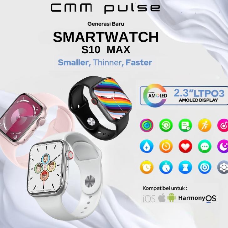 ORI CMM PULSE Watch Series S10 2.3 Inci HD AMOLED Display GPS NFC Waterproof iPhone Bluetooth Call S
