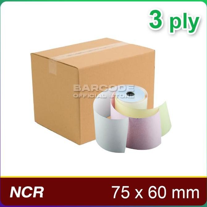 

NEW ( 1 Dus ) Kertas Struk Kasir 75 x 60 mm Rangkapan 3 Ply ( isi 100 Roll )