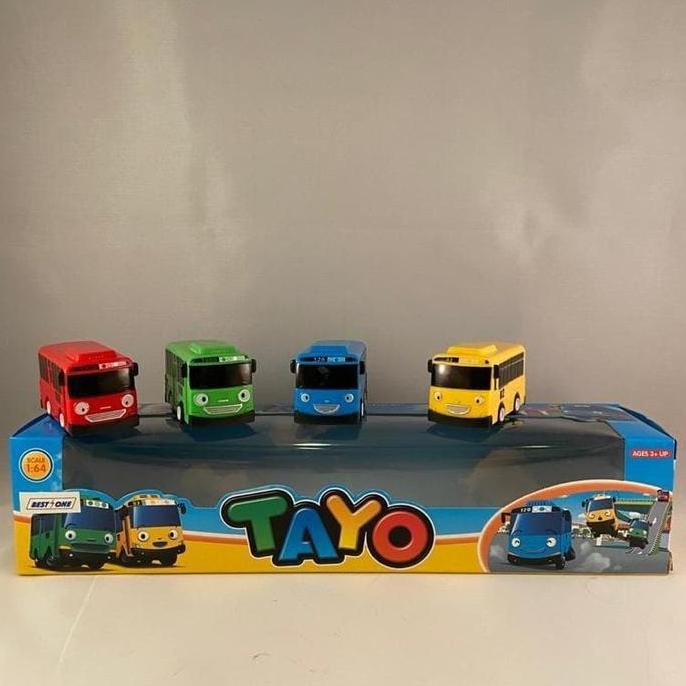 Diskon Mainan Mobil Tayo Isi 4PCS Pullback Mini Bus Little Bus Tayo Anak