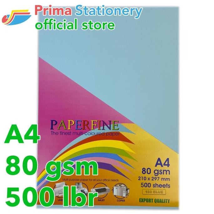 

NEW Paperfine Kertas HVS Warna A4 IT 180 Blue Rim isi 500 lbr [TC]