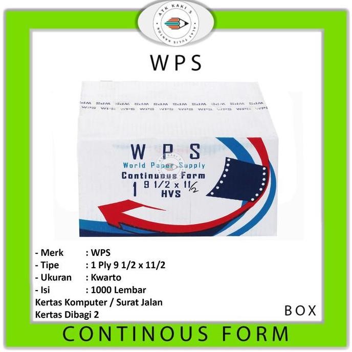 

TERLARIS - WPS Continous Form 91/2 x 11 ( 1Ply ) K1/2 Hvs