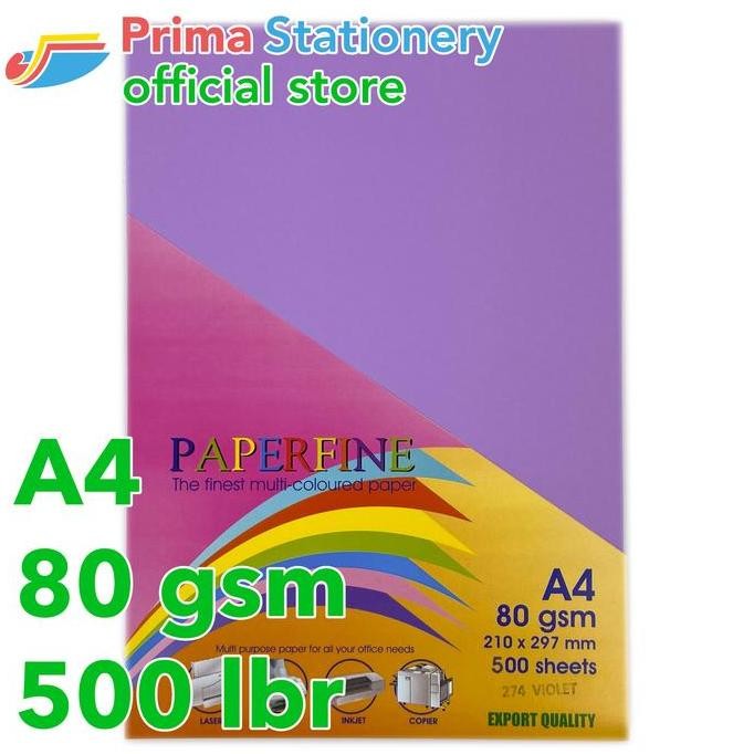 

NEW Paperfine Kertas HVS Warna A4 IT 274 Violet Rim isi 500 lbr [TC]