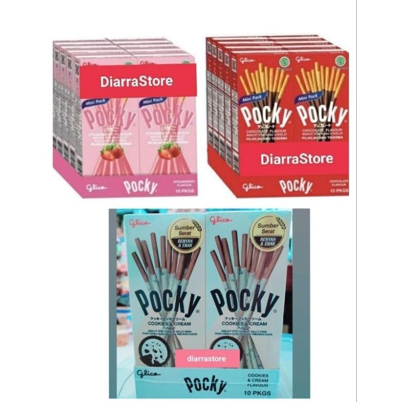 

Cod Pocky 1 Box (Isi 10) Glico Mini Stick Coklat 22Gr / Strawberry / Cookies Cream / Pejoy 20Gr / Glico Alfie Uj-32