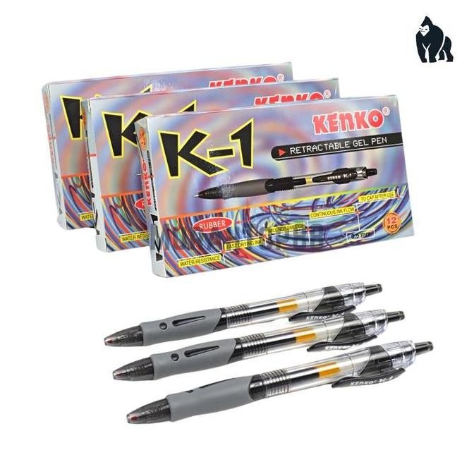 

Pulpen Kenko K-1 Retractable Gel Pen 0.5 Mm / Ballpoint Bolpen Rubber Grip Pena Grosir Hitam Biru [Per Lusin]
