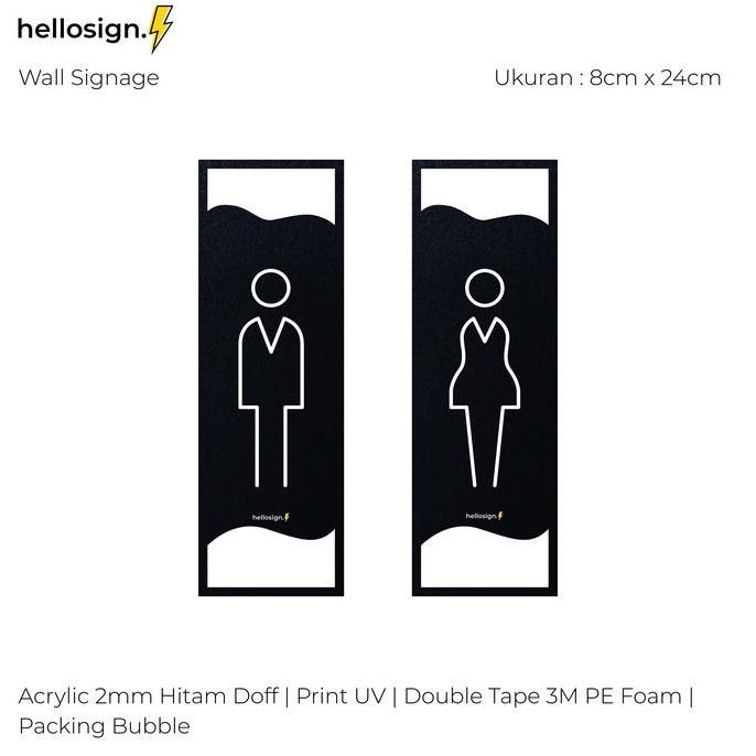 Sign Akrilik Toilet Pria / Wanita | Sign Dinding | Tulisan Print Uv