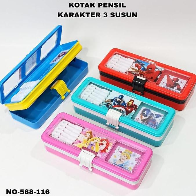 

Bos Kotak Pensil Plastik 3 Susun/Pencil Case/Tempat Pensil/Alat Tulis Stationery Alat