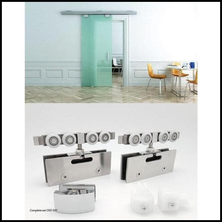 Glass Sliding Roller Clamp Kaca Sliding Etalase Showcase Kaca Sliding