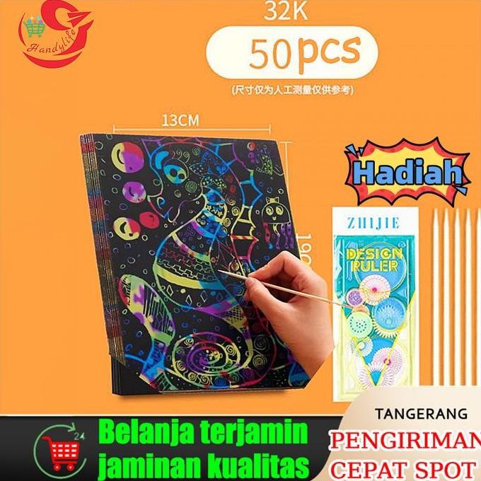 

50 Buah 32K Set Goresan Mainan Lukisan Set Penggaris Spirograph Deluxe