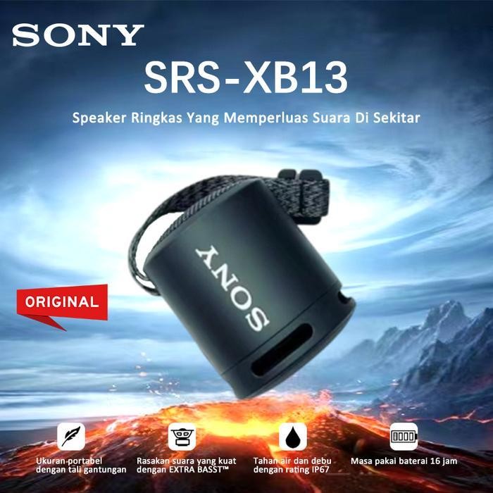 100%ORI Speaker Sony SRS-XB13 Speaker Bluetooth  Extra Super Bass Battery Up to 16h Android & IOS Te