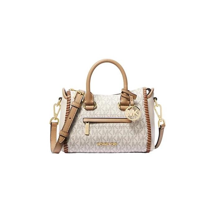 Tas Wanita Branded Mk Carine Xs Logo Satchel Bag - Cream Multi