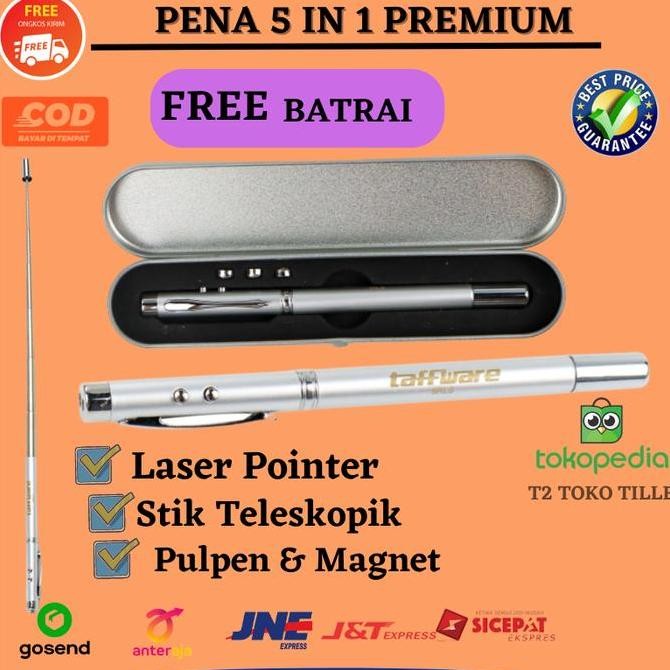 

Pena Pulpen 5In1 Laser Pointer Senter Stik Teleskopik Presentasi
