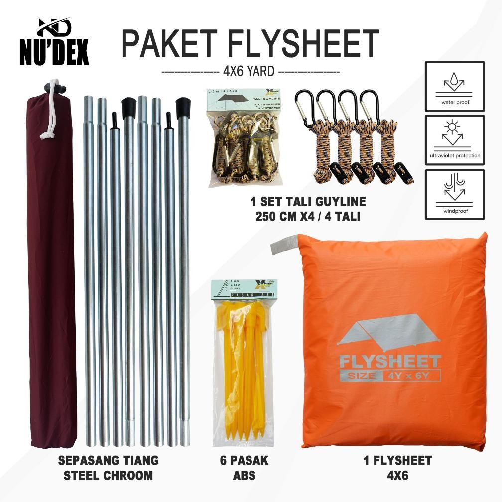 paketan flysheet 4x6 incude tiang pasak tali paket lengkap flysheet waterproof