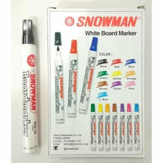 

Spidol Snowman White Board Hitam Isi 12 Pcs