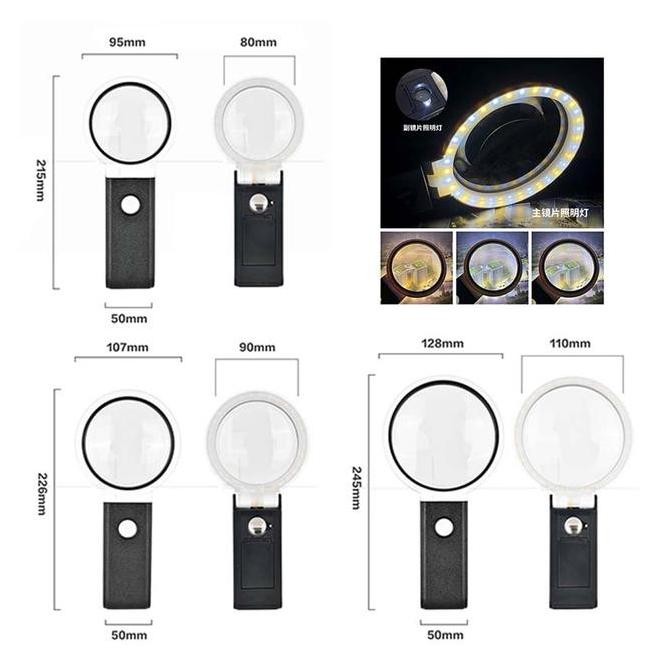 

Kaca Pembesar Foldable Led 25X 80-110Mm Ag91 Sp / Lampu Lup Meja Lensa