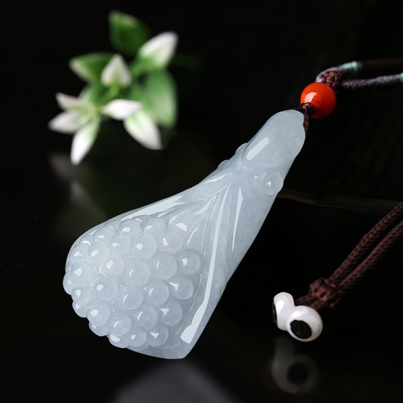A Liontin Anggrek Jade, Ornamen Gantung Jadeite Es, Barang Jade Empat Musim