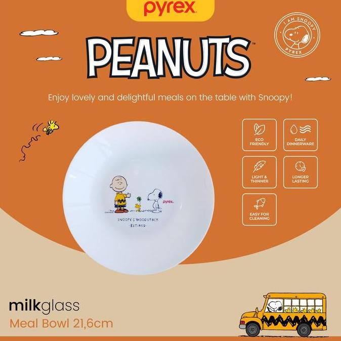 Pyrex Snoopy Dinner Plate & Bowl / Piring dan Mangkok Makan