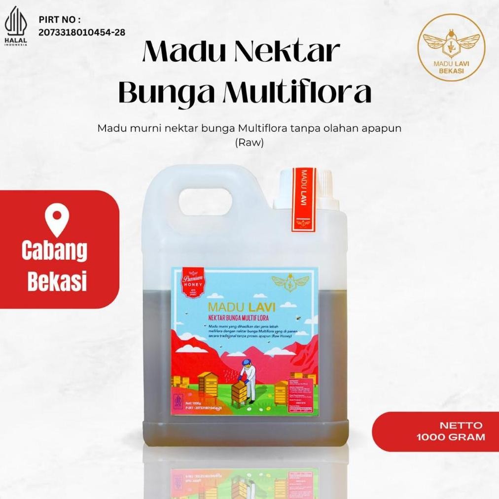 

(Terbaru) Madu Lavi Murni Nektar Multiflora Asli 100% Alami Pure Raw Honey 1000gram (Terlaris)