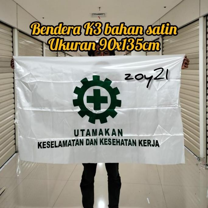 Bendera K3 Standar Depnaker 90X135 Bendera K3 Bahan Satin