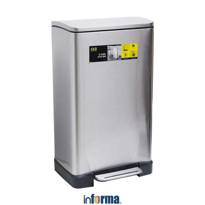 Eko 30 Ltr Tempat Sampah Ecube Rectangle - Silver