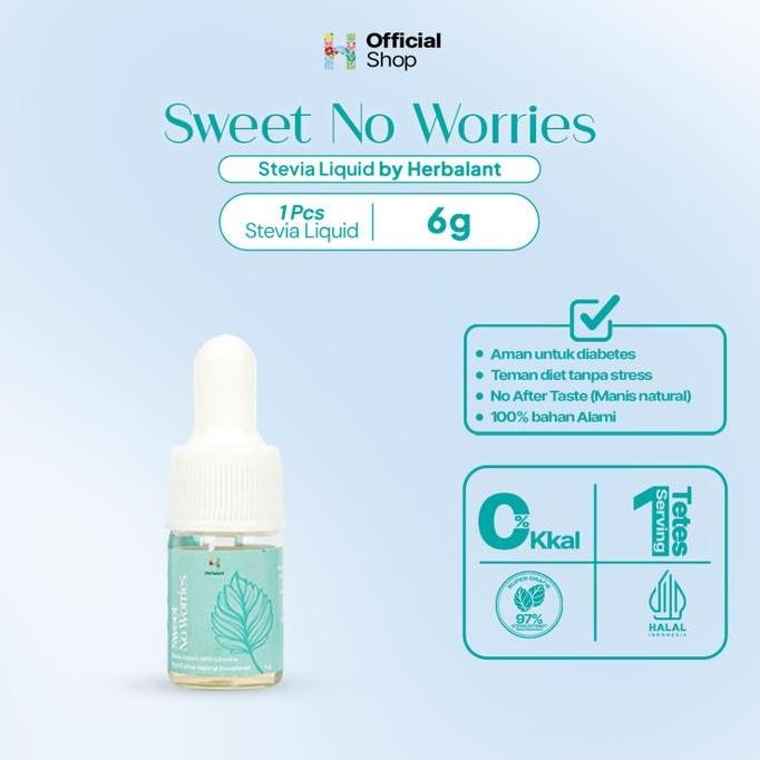 

Baru Herbalant Stevia Sweet No Worries 6gr - Gula Stevia Cair 0 Kalori