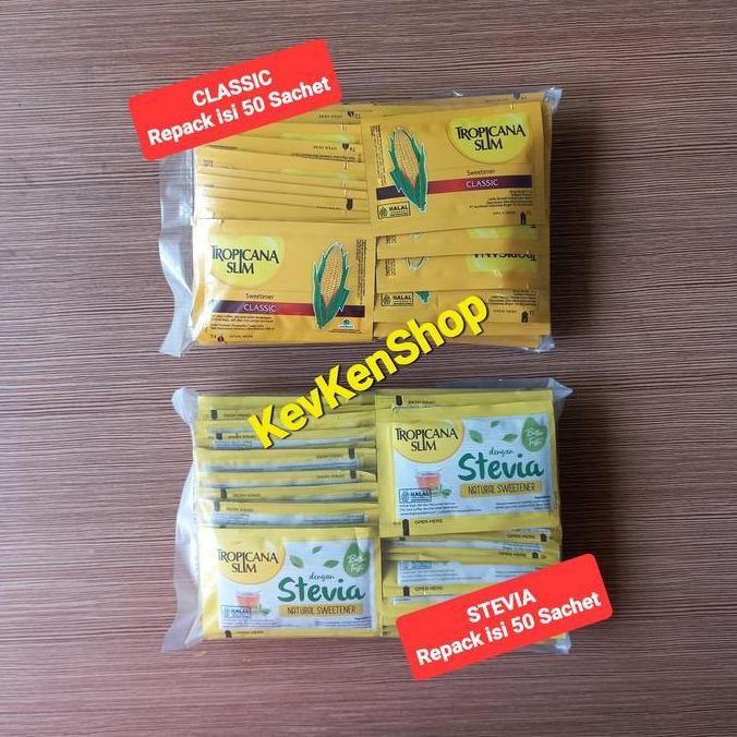 

Baru Tropicana Slim Classic/Stevia Sweetener 50 Sachet - Pemanis Diet