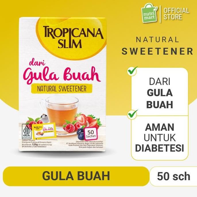 

Baru Tropicana Slim Gula Buah 50 Sachet - Pemanis Alami untuk Batasi Gula