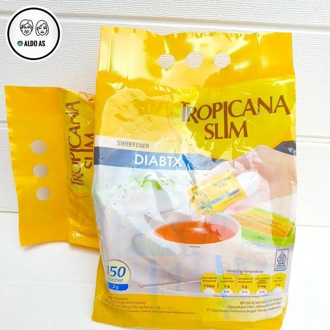 

Baru Tropicana Slim Diabtx Sweetener 150 Sachet - Gula Rendah Kalori Pengganti Gula