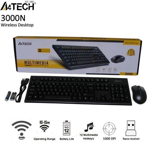 Sale Keyboard Mouse Wireless A4Tech A4 Tech 3000N Combo